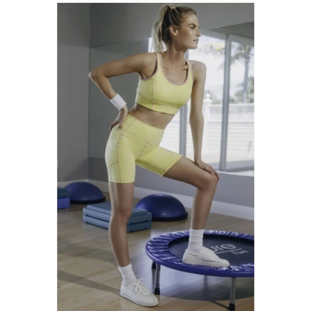 Tuckernuck Sundaze Compression Bike Shorts Medium NWT Yellow Yoga Athletic Wear - Picture 3 of 10